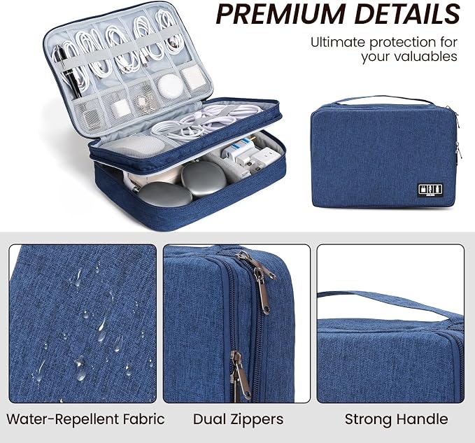 Large Electronic Organizer Travel Case, Double Layer Tech Accessories Bag - Image 3