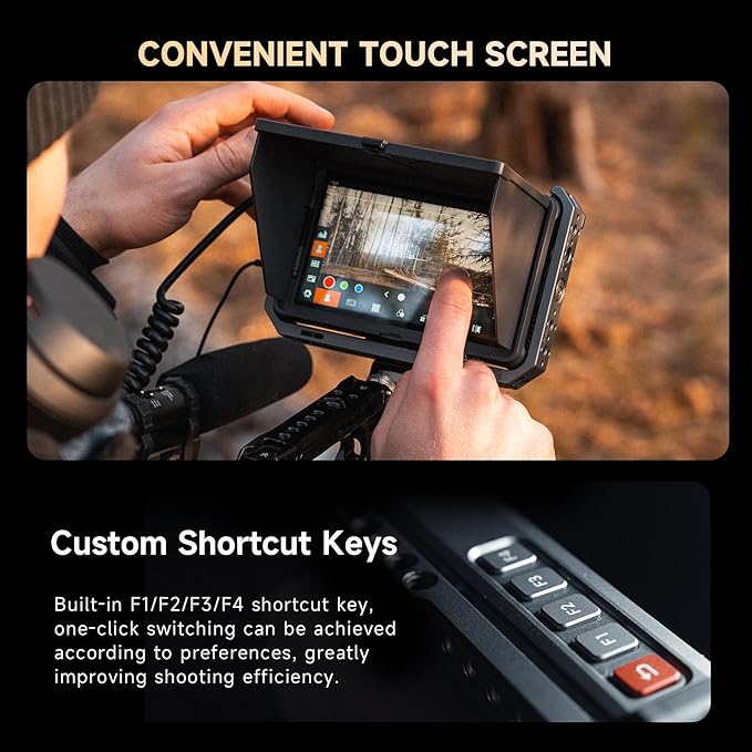 VILTROX DC-X2 2000 Nits Video Field Monitor with Rig Cage, 6 inch Touchscreen 4K HDMI in/Out On Camera Monitor with Sunshade Hood Battery, 1920X1080 HD Focus Peaking 3D Lut Full Waveform RGB Parada