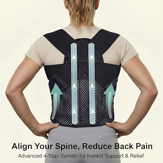 Full Back Posture Corrector for Women & Men – Pull-Back System Posture Brace – Wide Soft Straps, Breathable Mesh, Adjustable Support for Slouching, Rounded Shoulders & Upper Spine Pain Relief