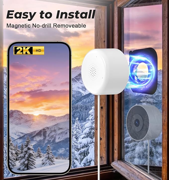 4MP/2K Window Camera for Home Security, 5G&2.4G WiFi Indoor Security Cameras, 2 Packs Outdoor Monitor Cam thru Glass Blacklight Color Night Vision, 24/7 Recording AI Human Detection, Easy Mag. Install