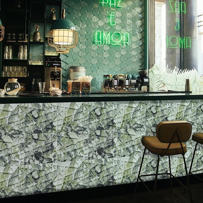 LEVOWAY 33 Pack 3D Wall Panels for Interior Wall Decor, 12''x12'' Ice Green Marble Effect Accent Textured Wall Panels, Wall Covering Panles for Living Room, Gaming Room, TV Background, Cover 32 Sq.Ft