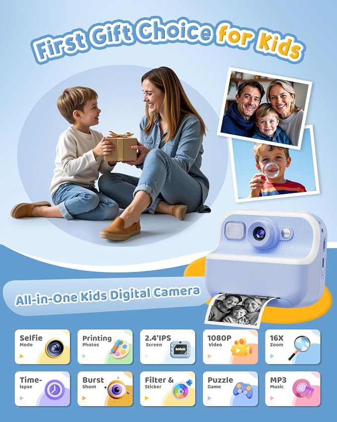 Instant Camera, Front Rear Dual Selfie Kids Camera - Image 2