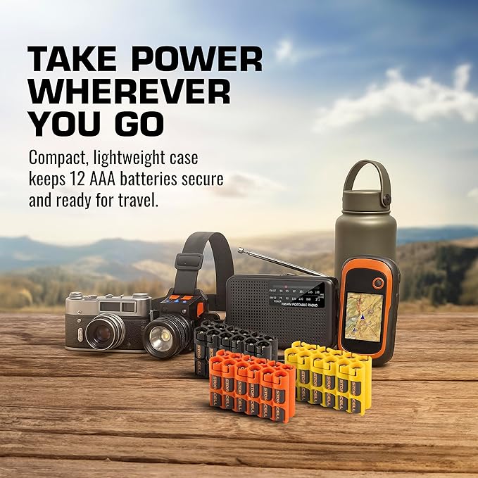 Storacell by Powerpax AAA Battery Storage Caddy, Black, Holds 12 Batteries (Not Included)