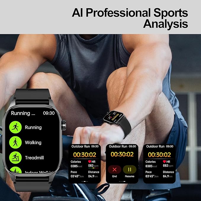 Smart Watch for Men Women, 2.04" AMOLED Color Screen, 24/7 Heart Rate, Blood Oxygen, Blood Pressure, Sleep and Stress Health Monitor, Blood and Body Composition Insights, 150 Sports Modes (Red)