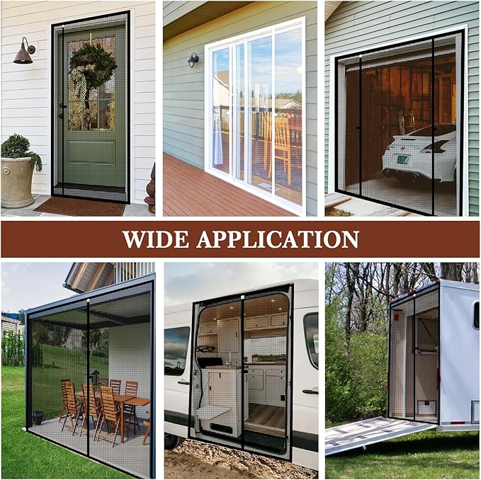 Yotache Custom Magnetic Screen Door, Left Right Side Opening Door Mesh with Magnets for Patio, Balcony, Front Door