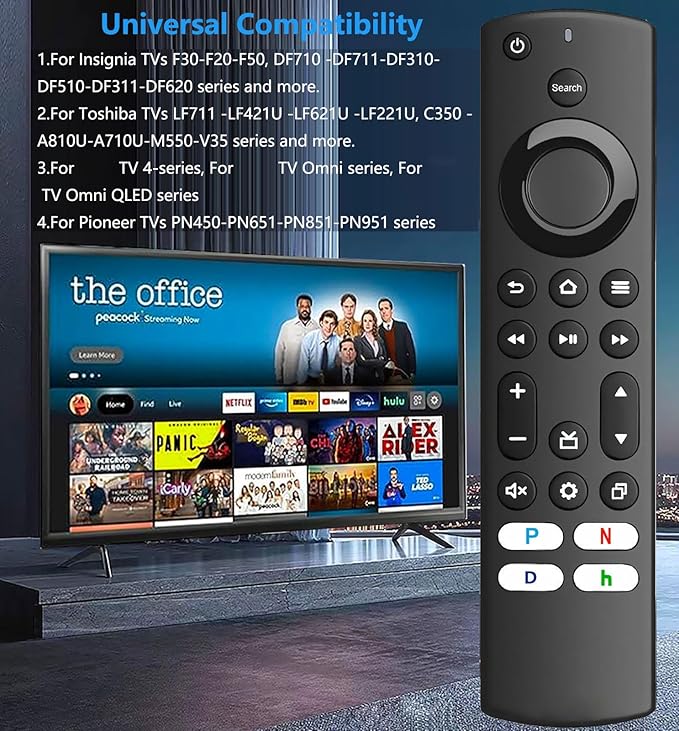 Replacement Remote Control for All Insignia TV/ToshibaTV/Pioneer TV, for Omni TV/4-Series SmartTVs,with 4 Shortcut Keys
