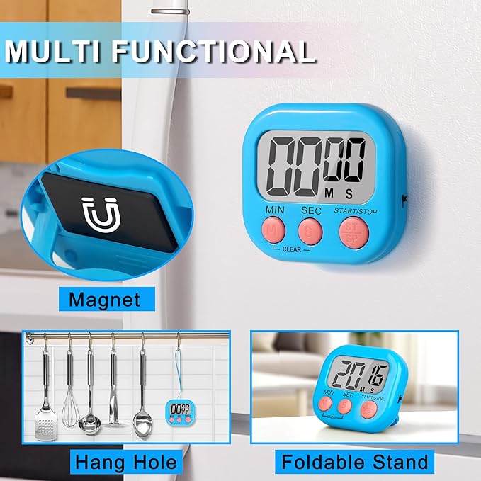 ZILLEEN Classroom Timer for Kids Teachers 6 Pack Digital Timers, Blue & Pink