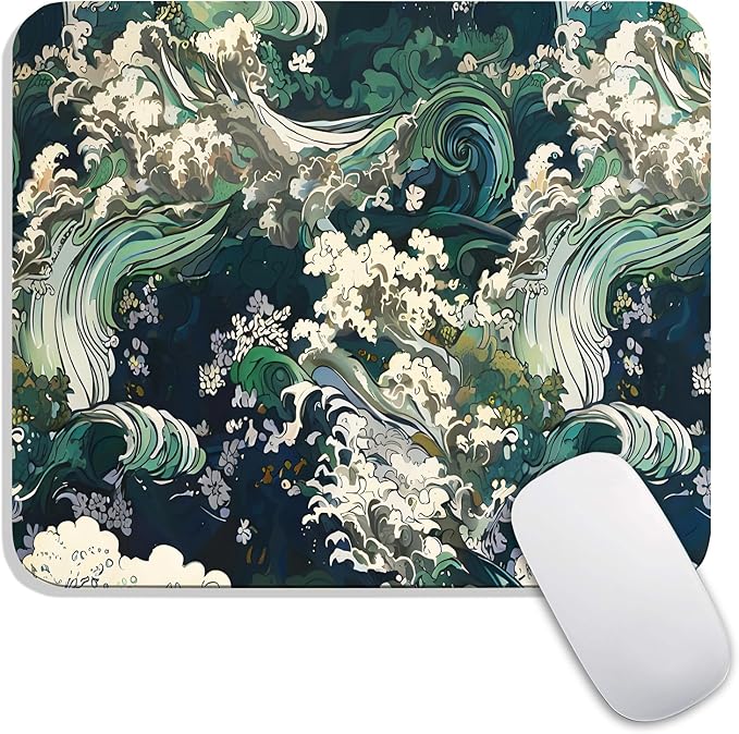 Armanza Square Mouse Pad Japanese Art,Personalized Premium-Textured Custom Mouse Mat Design,Washable Mousepad Lycra Cloth,Non-Slip Rubber Base Computer Mouse Pads for Wireless Mouse