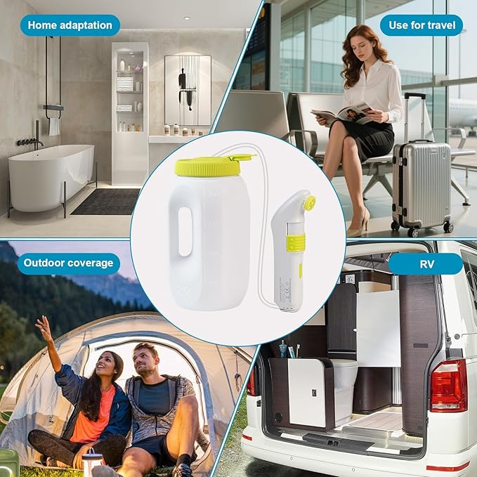 Portable Bidet for Travel，Handheld Electric Bidet Sprayer with 2.5L Water Bottle for Waterproof Handheld Sprayer for Personal Hygiene，1600mAh Battery, 70-Minute Usage, 1300ML/Min Flow, USB-C