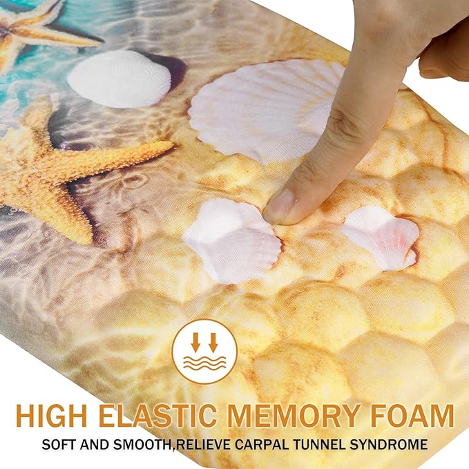 BOCHEERY Ergonomic Mouse Pad Wrist Support,Upgrade Mousepad with Massage Design,Non-Slip PU Base Desktop Mouse Pads for Pain Relief, Computer, Office & Home,12 x 8 in（F-Starfish and Seashell ）
