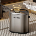 MRBIN Automatic Adsorption Metal Trash Can for Bathroom, Touchless Garbage Bin with Lid, 3.2 Gallon Slim Trash Can for Office and Bedroom, Electric Motion Sensor Waste Basket, Eclipse Grey