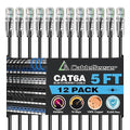 CableGeeker Patch Cables Cat6a 5ft Slim, Cat6 Ethernet Patch Cable 10G Support by CableGeeker