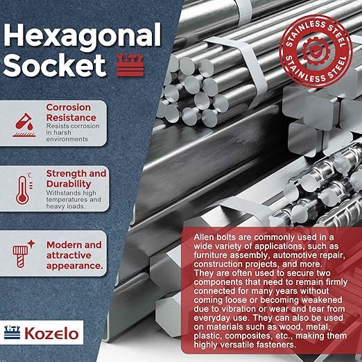 Kozelo 2pcs Socket Head Cap Screws - [M10-1.5 x 95mm] 304 Stainless Steel Allen Socket Drive for Electrical Motor 3D Printing Fan Engine Replacement Use, Silver