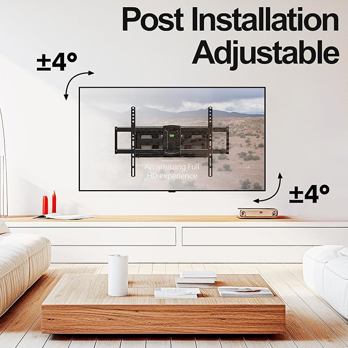 Full Motion Mount, USX MOUNT UL Listed TV Wall Mount for Most 42-84 inch TVs, Holds up to 120lbs, Max VESA 600x400mm, Swivel TV Bracket with Dual Articulating Arms Tilt Rotation Fits 16" Wood Stud