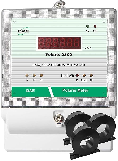 DAE P254-400-S KIT, UL kWh Smart Submeter, 3 Phase, 400A, 120-480v, 3 Solid Core CTs (Inner Dia 1.38"), RS485