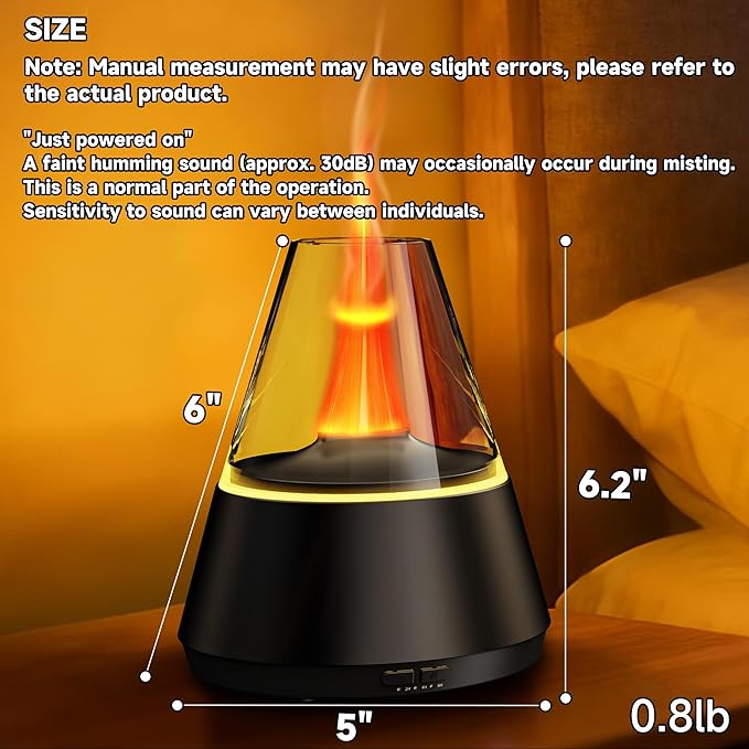 Essential Oil Diffuser, 7 Colors Flame Effect Aroma Humidifier with Timer, Ultrasonic Aromatherapy Diffuser for Home, Office, Bedroom, Yoga (Black)