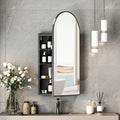 Black Arched Medicine Cabinets with Mirror,Bathroom Mirror Cabinet with Storage,Brushed Black Arch Medicine Cabinet Surface Mount Only,Right Hinges,16 x32 Inch