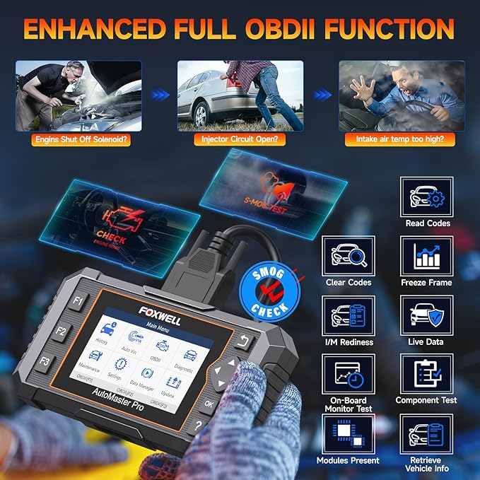 2026 FOXWELL NT614 Elite OBD2 Scanner with 5 Resets ABS Bleeding, SAS Calibration, Oil, EPB, Throttle, Upgrade of NT604 Code Reader Scan Tools, ABS SRS Engine Transmission Battery Test Car Scanner