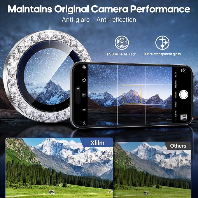 for iPhone 17 Air Camera Lens Protector Bling, Individual Diamond Metal Ring - Image 4