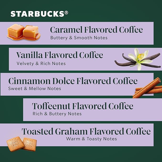Starbucks K-Cup Coffee Pods, Flavored Hot or Iced Coffee, Variety Pack, 40 Keurig Pods