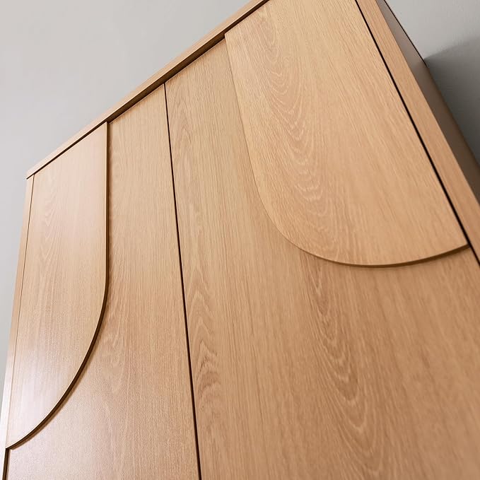 Arched Wood Medicine Cabinet for Bathroom-Mid Century Modern Wall Storage Cabinet-Wall Mounted Over The Toilet Organizer with Hanging Rail for Powder Room, Entryway