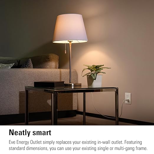 Eve Energy Outlet (Matter) – Smart Outlet & Power Meter, App & Voice Control, No Bridge, Thread, Works with Apple Home, Alexa, Google Home, SmartThings, 100% Privacy, Requires Thread Border Router