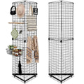 Weysat 5' x 1.6' Triangle Gridwall Panel Display Stand 3-Sided Grid Tower with Base and Casters Rolling GridWall Panel Stand for Home Organization Display Vendor Events, Black