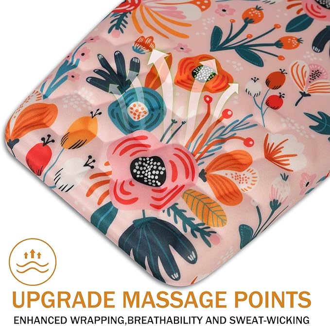 BOCHEERY Ergonomic Mouse Pad Wrist Support,Upgrade Mousepad with Massage Design,Non-Slip PU Base Desktop Mouse Pads for Pain Relief, Computer, Office & Home,12 x 8 in（F-Pink Flower）