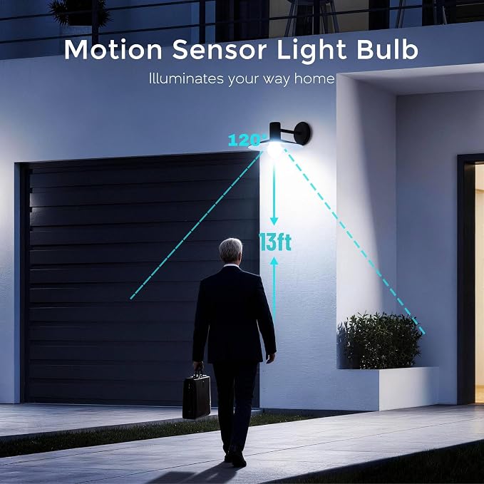 3 Pack Motion Sensor Light Bulbs, 12W Motion Detector Light Bulb, Dusk to Dawn - Image 2
