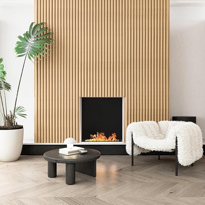 Art3d 4 Pc 96"x5.7" Wood Slat Wall Panel for Interior, Ceiling and Decoration, Semi-Cylinder Design, 15.2 SqFt
