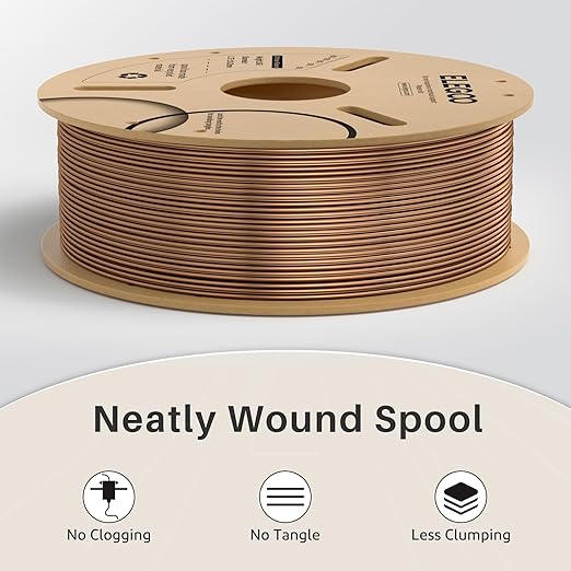 ELEGOO Metal PLA Filament 1.75mm Bronze 1KG, Metallic Shiny 3D Printer Filament with Actual Metal Filled, 1kg Spool(2.2lbs) Fits for Most FDM 3D Printers
