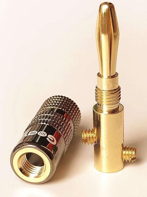 Goaycer Banana Plugs for Speaker Wire - 24K Gold Plated Banana Adapter Connector(6 Pairs/12 pcs)