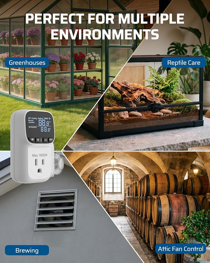 DEWENWILS Smart Temperature Controller, 15A 1800W WiFi Temperature Controller - Image 6