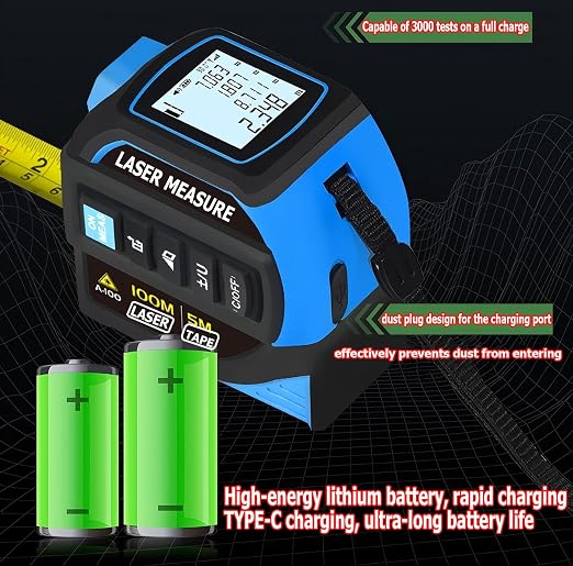 tape measure 4-in-1 laser Digital Measuring Tape & 60m/197ft Laser Distance - Image 3