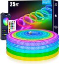 maylit 360 Degree Luminous Reticulate Weave Rope Lights, 25ft Addressable ICRGB LED Strip Lights, Music Sync, DIY Design, USB Powered Flexible LED Lights for Gaming Room Living Bedroom Wall Decor