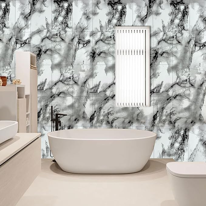 Wall Panels Peel and Stick，PVC Imitation Artificial Marble Tiles Sticker，20 pcs 23.6" L x 11.8" W，Heat-Resistant Backsplash Tile，Ideal for Kitchen Bathrooms Living Rooms Bedrooms.