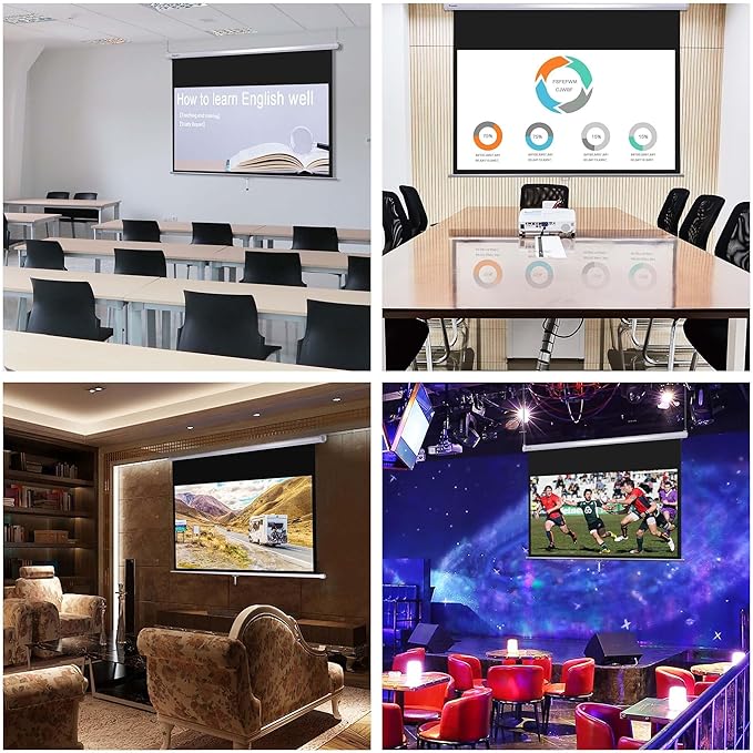 Instahibit 72" 16:9 Manual Pull Down Projector Screen 4K Self-Locking Home Theater Cinema Meeting Room Classroom Restaurant Bar Office