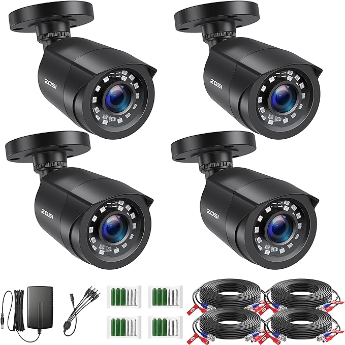 ZOSI 1080P 4 Pack HD TVI Security Cameras, 80ft Night Vision, Outdoor Indoor by ZOSI