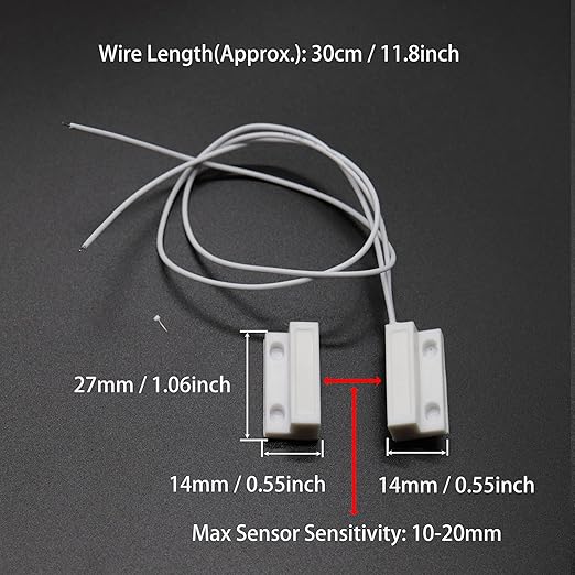 VictorsHome Magnetic Reed Switch NC Surface Mount Wired Door Window Contact Sensor with Adhesive Paper for Home Security and Burglar Alarm Systems MC-38 5pcs
