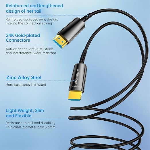 Fiber Optic Extra Long HDMI Cable 115 FT, 8K Thin HDMI 2.1Cord 48Gbps Ultra - Image 6