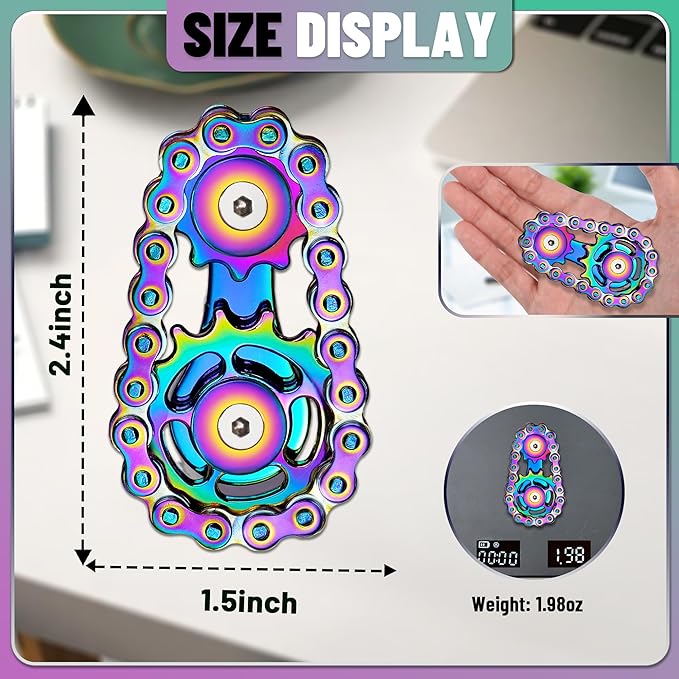Valentines Day Gifts for Teens Boys Metal Fidget Spinner Toys for Adults Figette Bike Chain Roller Cool Gadgets ADHD Anxiety Stress Relief Items Figet Desk Offices EDC Men Christmas Stocking Stuffers