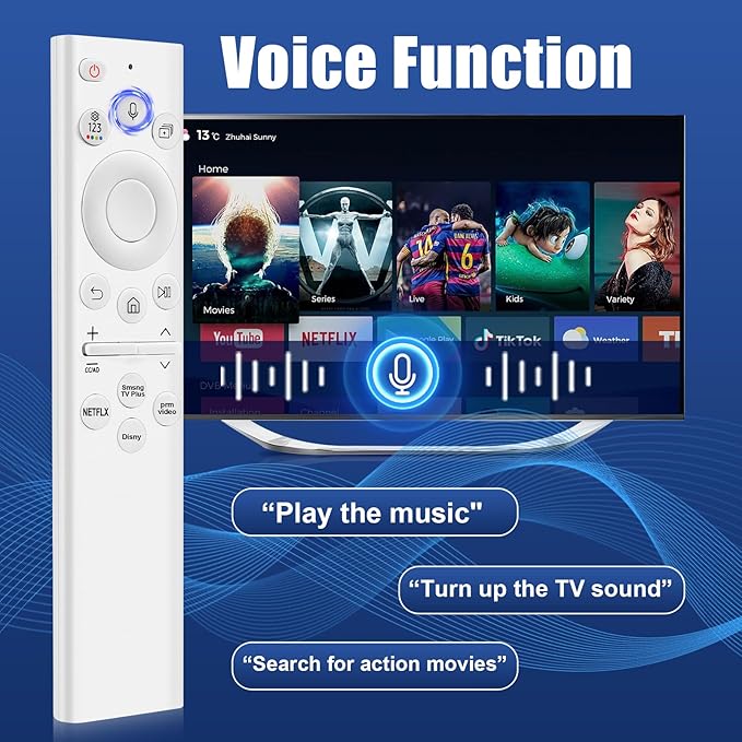 for Samsung tv Remote Solar Voice Replacement for Samsung Frame TV Remote BN59-01391A Compatible with Samsung Remote Control for Samsung Smart TVs Crystal QLED HD 4K 8K, White