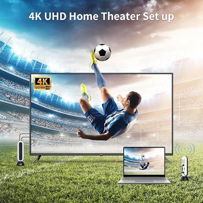 PeakDo Wireless HDMI Transmitter and Receiver 4K@30Hz,0 Latency Wireless HDMI 4K Kit,100ft HDMI Wireless,Wireless HDMI Extender for Streaming Video/Audio to TV/Monitor from Laptop,PC,PS5,Xbox,Camera