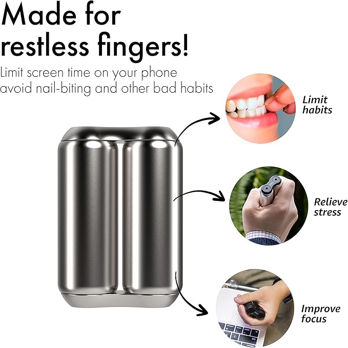 ONO Roller - Handheld Fidget Toy for Adults | Help Relieve Stress, Anxiety, Tension | Promotes Focus, Clarity | Compact, Portable Design (Natural, Mini Size - Stainless Steel)