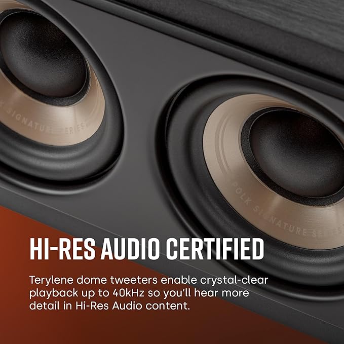 Polk Signature Elite ES35 Slim Center Channel Speaker - Hi-Res Audio Certified, Dolby Atmos & DTS:X Compatible, 1" Tweeter & (6) 3" Woofers, Dual Power Port for Effortless Bass, Contemporary Walnut