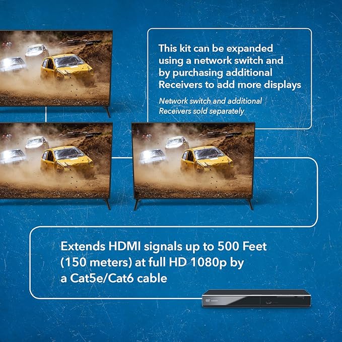 OREI HDMI Extender Over IP- 1080p@60Hz Upto 330Ft with CAT6/7 Cable (Receiver only) (EX-330-K)