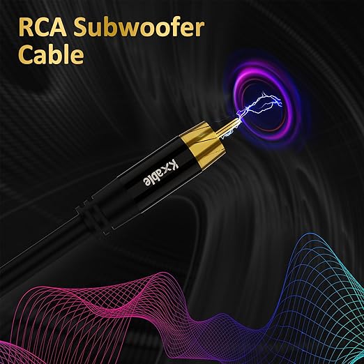Subwoofer Cable RCA to RCA Audio Cable 8FT, Digital Coaxial Audio Cable, Premium S/PDIF RCA Cord for Home Theater, HDTV, Subwoofer, Hi-Fi System, Amplifier, 22AWG Tinned Copper, Double Shielded