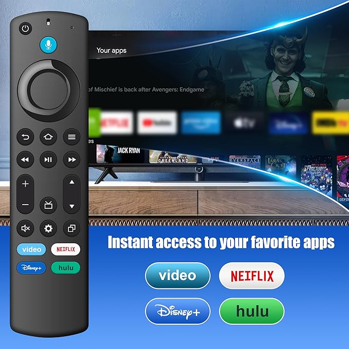 Remote Replacement with Voice Control Compatible with Fire-AMZ-TV Stick(2nd Gen/3rd Gen/HD/Lite/4K Max/4K/Cube), Smart-TV 3rd Gen, for Hisense/TCL/Onmi/Insignia/Pioneer N0t for ROKU/Samsung-TV