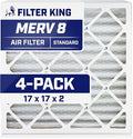 Filter King 17x17x2 Air Filter | 4-PACK | MERV 8 HVAC Pleated A/C Furnace Filters | MADE IN USA | Actual Size: 17 x 17 x 1.75"