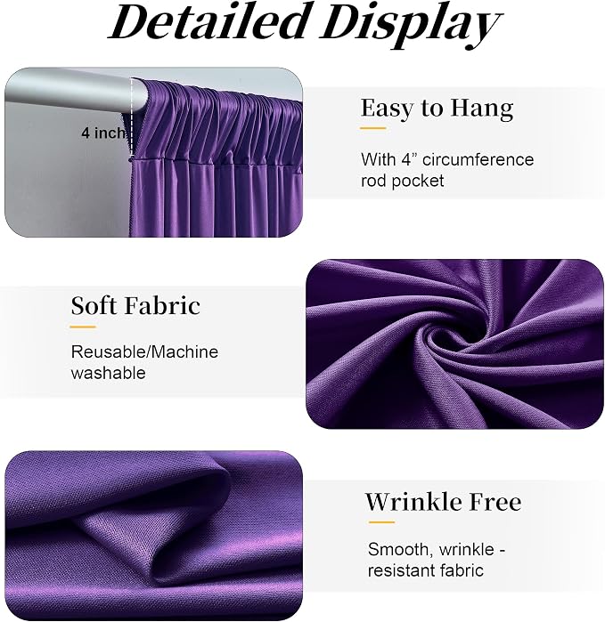 20ft x 12ft Purple Backdrop Curtains - Image 4